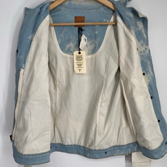 Joes Jacket Women’s Small Leather Sleeves Jean Easy Rider Denim Acid Wash - Picture 10 of 11